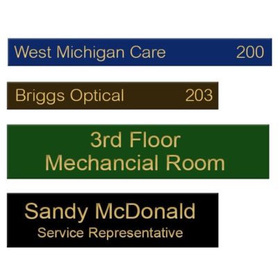 Engraved brass name plates for offices, doors, walls, conference rooms, lobbies and more. Customize online! NapNameplates.com
