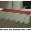 Cubicle nameplate holders in red and silver - Nap-Nameplates.com