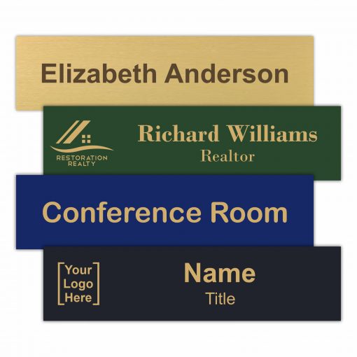 8" x 2" Magnetic Office Name Plate Signs - Engraved Brass