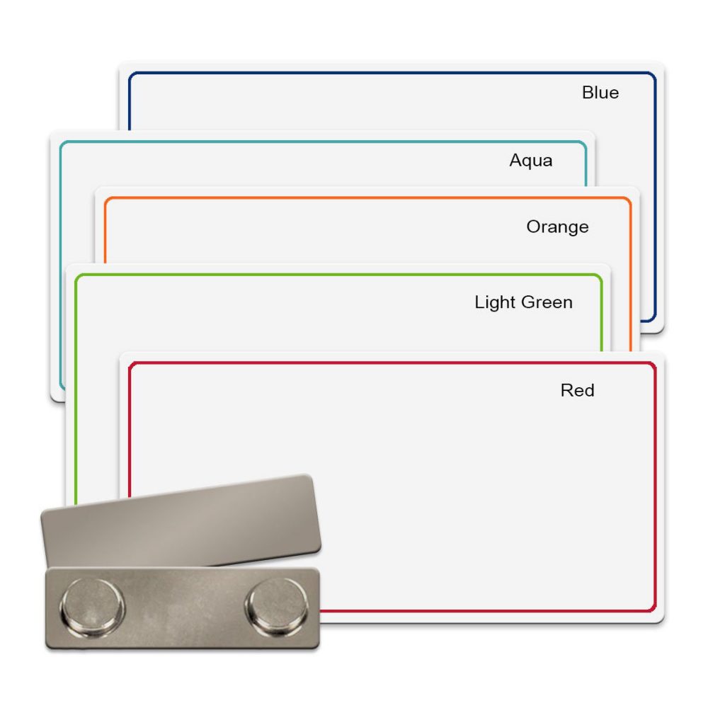 Blank Plastic Name Badges with Color Border Write On or print with a