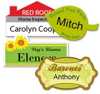 custom shape name badges tags