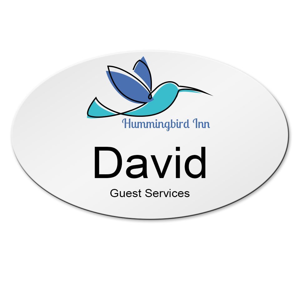 Oval 2 9 16 X 1 11 16 Magnetic Metal Name Tags Color Printed With Logos And More