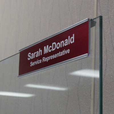 glass cubicle nameplate holder