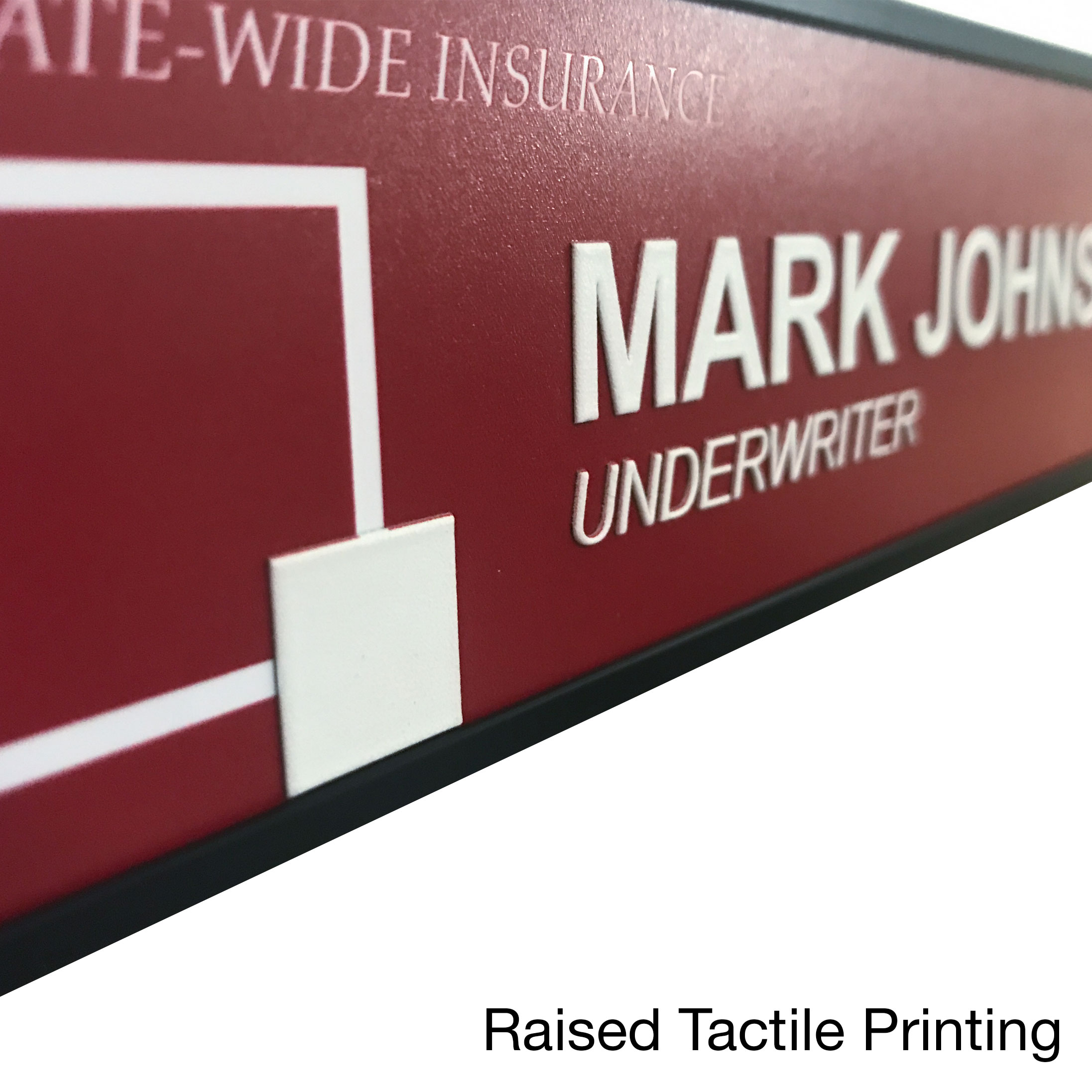 Metal name plates for offices Metal nameplates for offices easily slide into holders. Printed in full color on a white or metal background, with your logos or graphics. Scratch-resistant and durable. NapNameplates.com