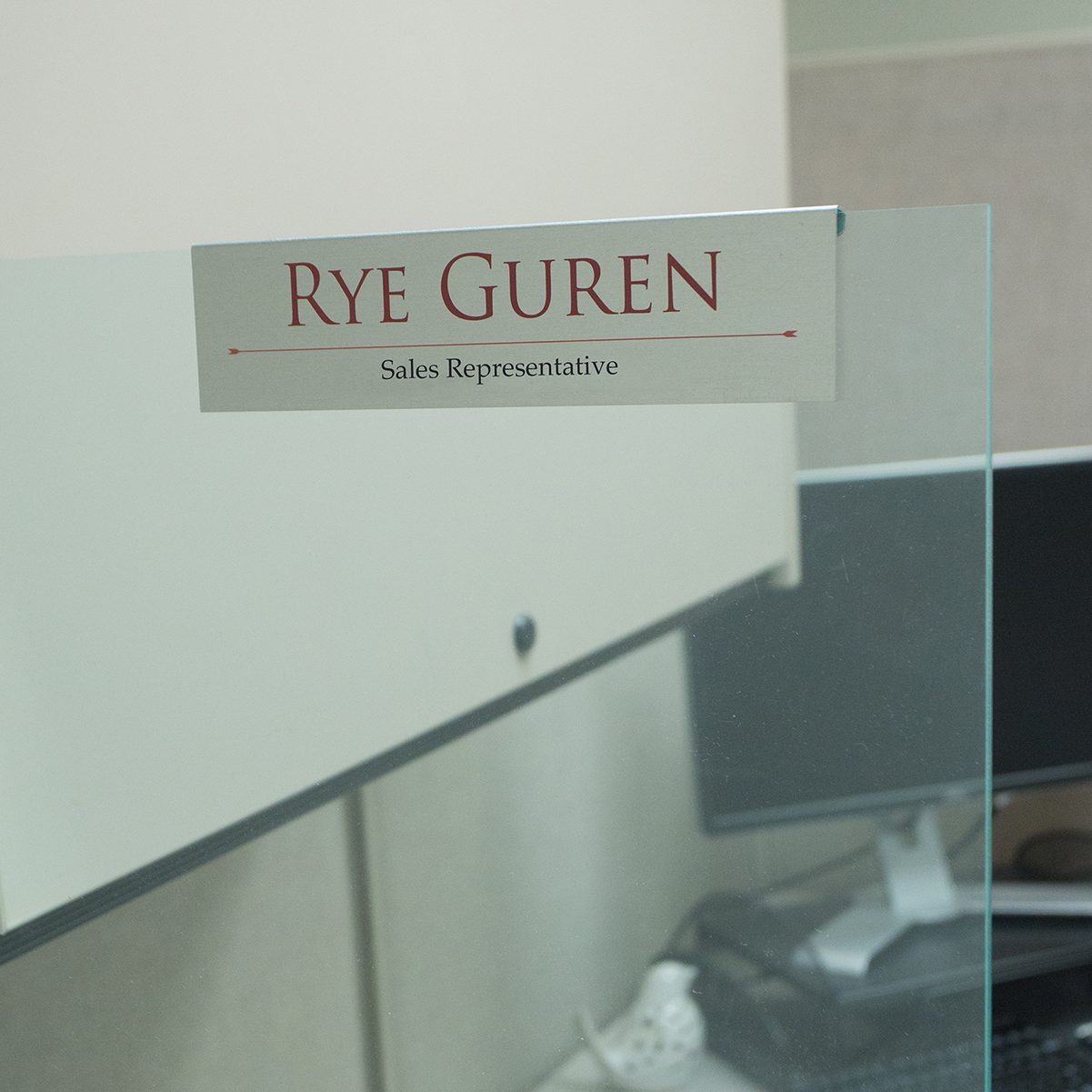 Name Plate Signs Slide Over Glass Cubicle Walls 