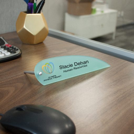 8" x 2" Acrylic Desktop Name Plates - Designer Shape