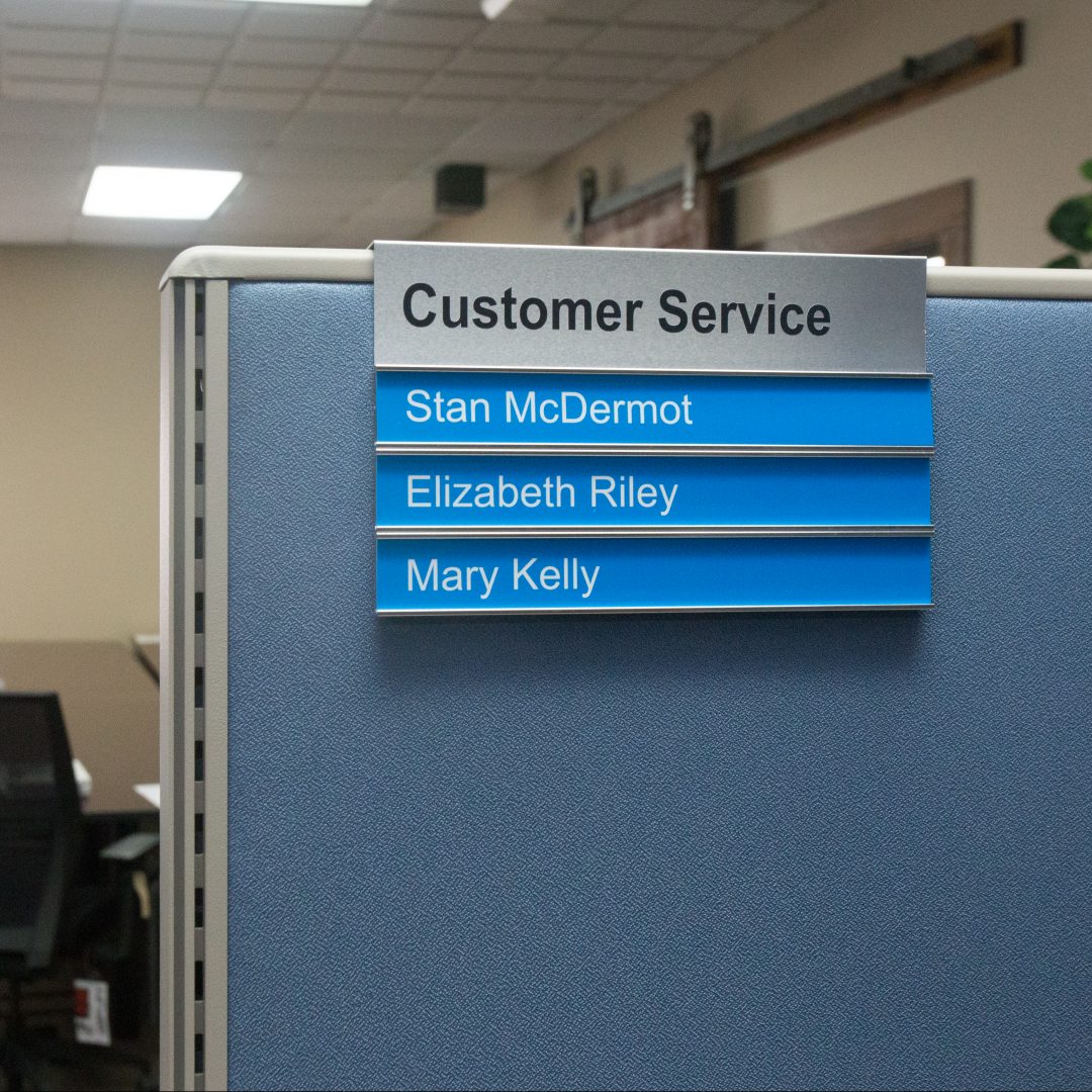 Custom Cubicle Sign with Nameplate Holders