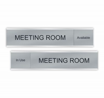 Meeting Room Slider Signs - Silver 6" x 1", 10" x 2", or 12" x 3"
