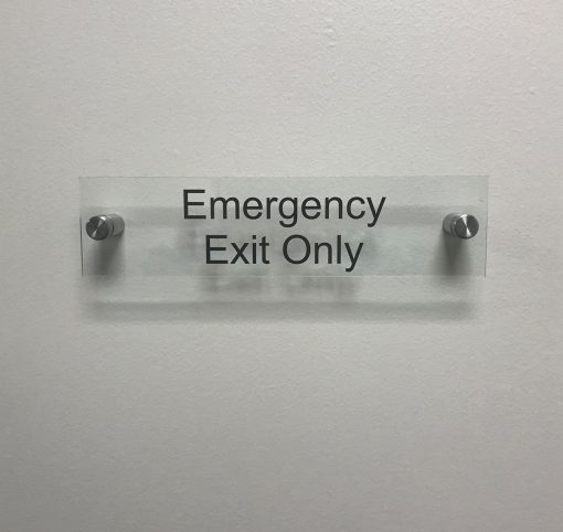 Emergency Exit Only Clear Acrylic Name Plate for Offices - NapNameplates.com