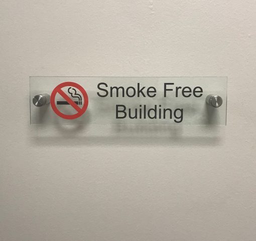 Clear Acrylic Sign for a Smoke Free Building - Napnameplates.com