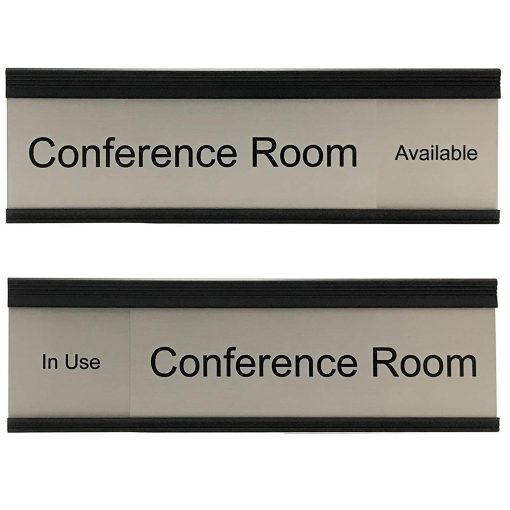 Conference Room Slider Signs - Silver with Black 8" x 2"