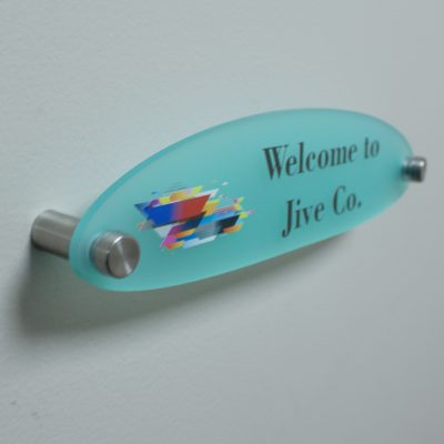 Full Color Printed Oval Shaped Frosted Acrylic Name Plates for Walls - Nap Nameplates