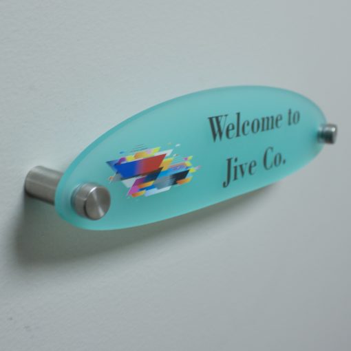 Full Color Printed Oval Shaped Frosted Acrylic Name Plates for Walls - Nap Nameplates