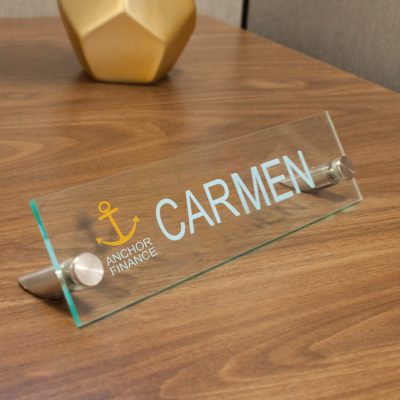 Designer Rectangle Acrylic Desktop Signs for Offices - Nap Nameplates