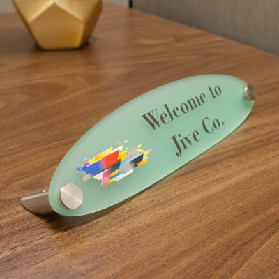 Designer Oval Frosted Acrylic Desktop Signs for Offices - Nap Nameplates