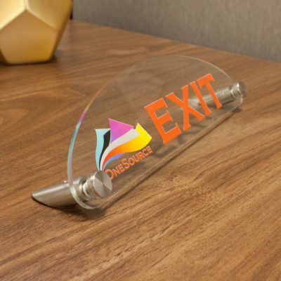 Top Oval Designer Acrylic Desktop Signs for Offices Printed in Full-Color - Nap Nameplates