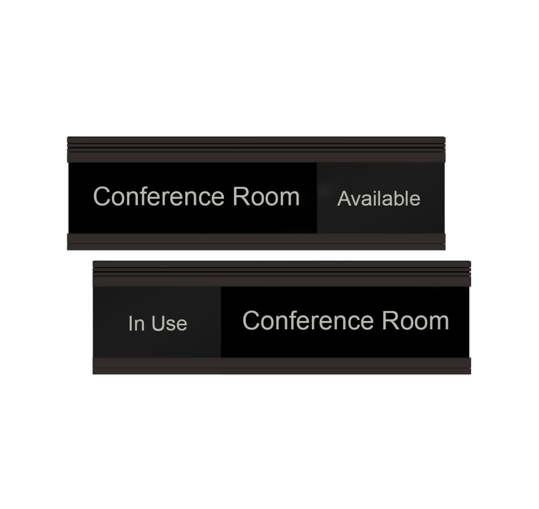 Black Conference Room Slider Signs - Available / In Use - NapNameplates