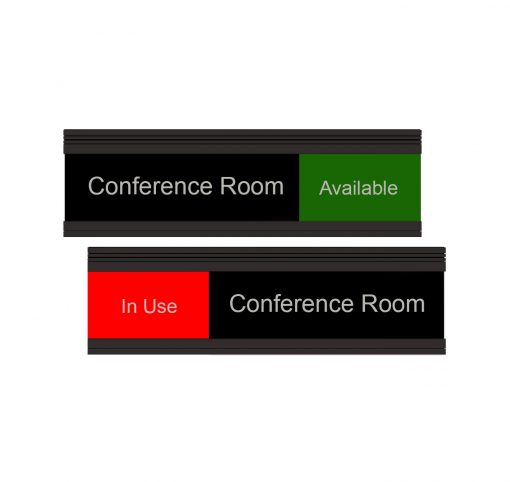 Conference Room Slider Signs - Black/Red/Green 8" x 2"
