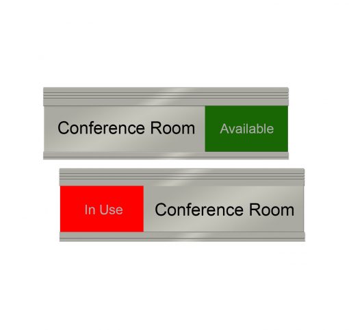 Conference Room Slider Signs - Silver/Red/Green 8" x 2"