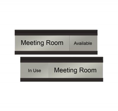 Meeting Room Slider Signs - Modern Silver/Silver/Black 8" x 2"
