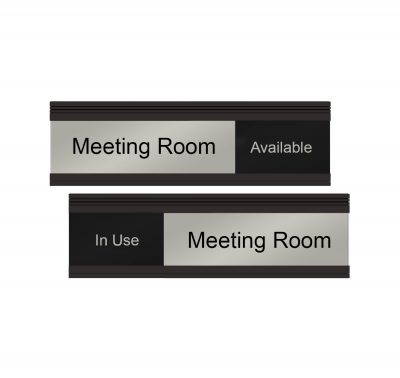 Meeting Room Slider Signs - Modern Silver/Black/Black 8" x 2"