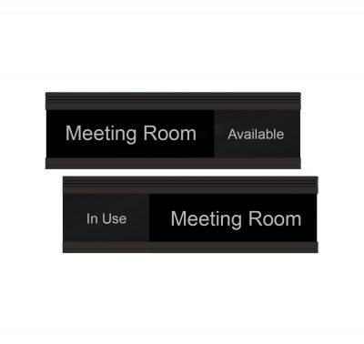Meeting Room Slider Signs – Modern Black 8″ x 2″