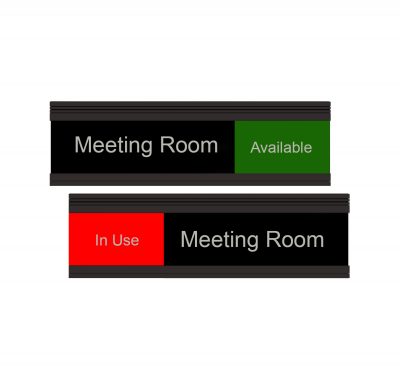 Meeting Room Slider Signs – Modern Black/Red/Green 8″ x 2″