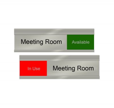 Meeting Room Slider Signs - Silver/Red/Green 8" x 2"