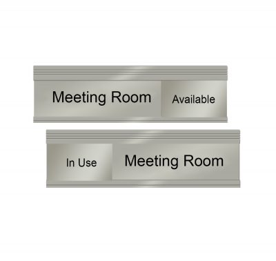 Meeting Room Slider Signs - Modern Silver 8" x 2"