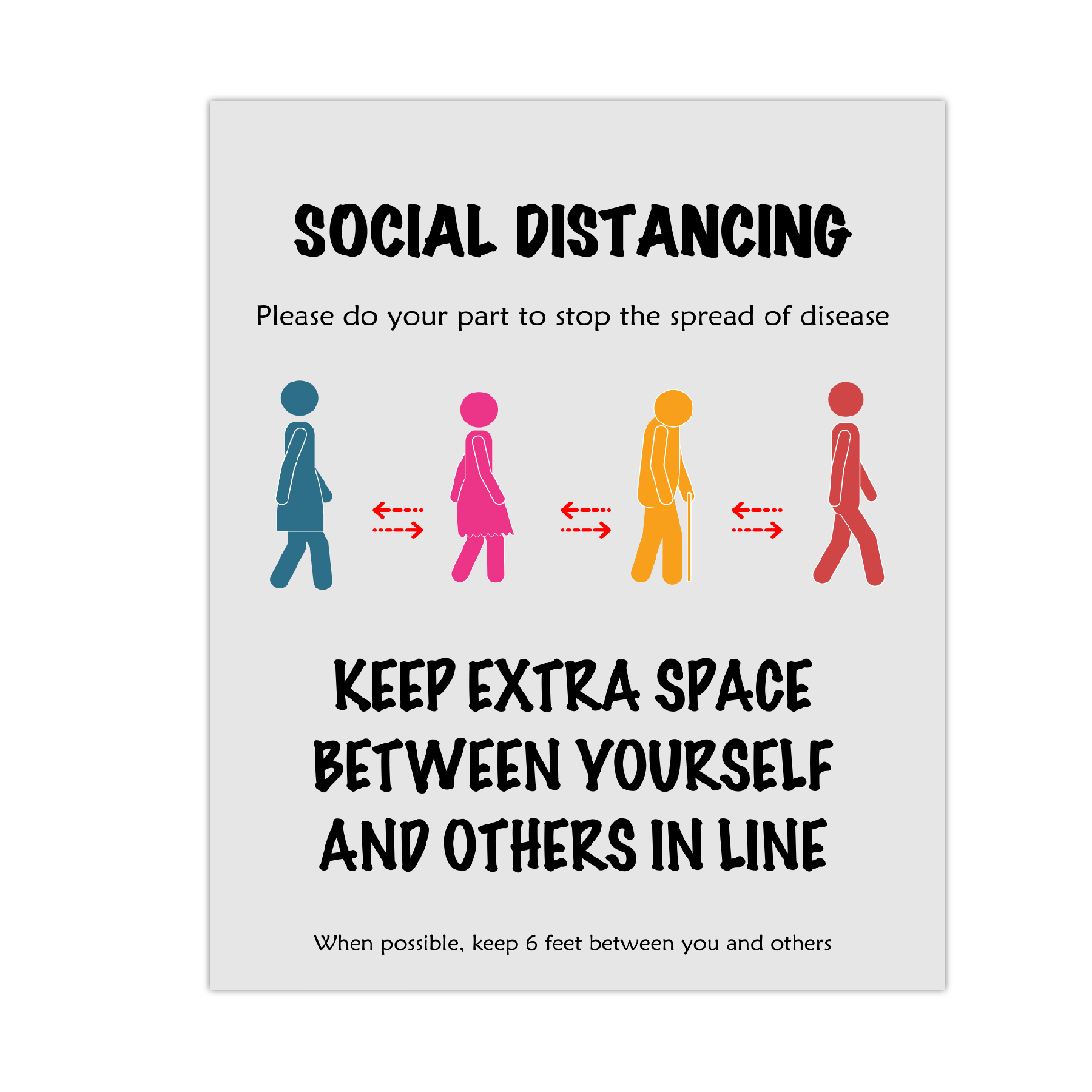 Social Distancing Poster to Stop Spread of COVID-19 11x17 - NapNameplates