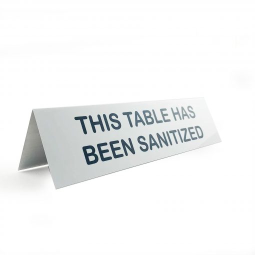 sanitized sign for table