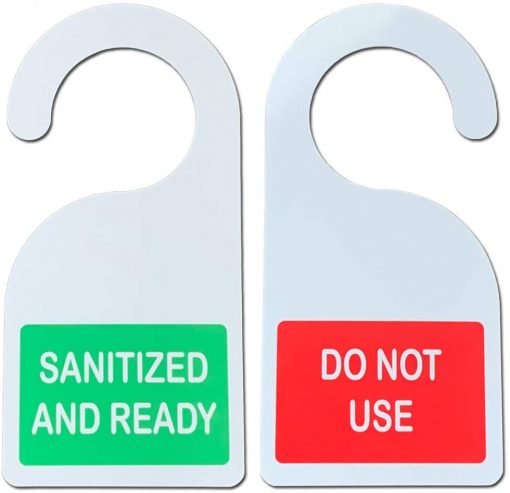 sanitized hanging door signs