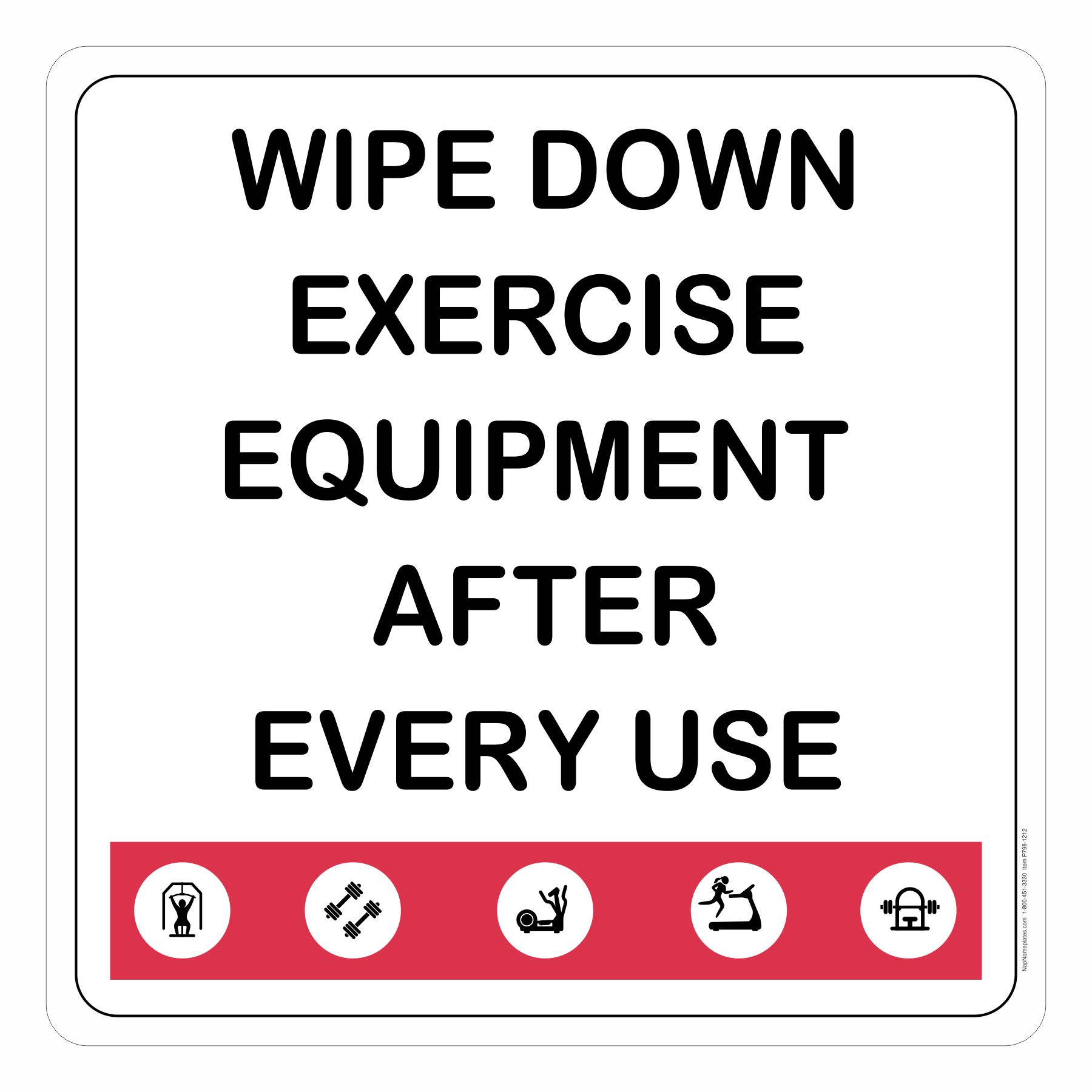 Vinyl Square Sticker PLEASE WIPE DOWN EQUIPMENT SIGN Shop Machinery Gym 