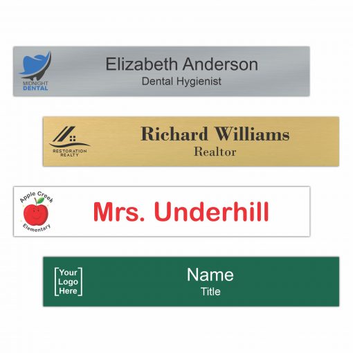 12" x 2" Office Name Plate Signs - Color-Printed Metal