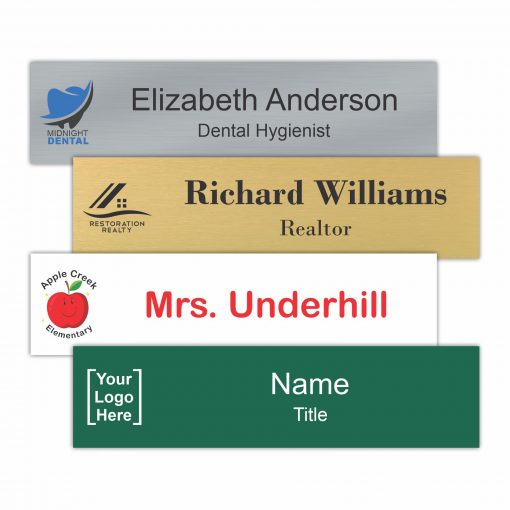 12" x 3" Office Name Plate Signs - Color-Printed Metal