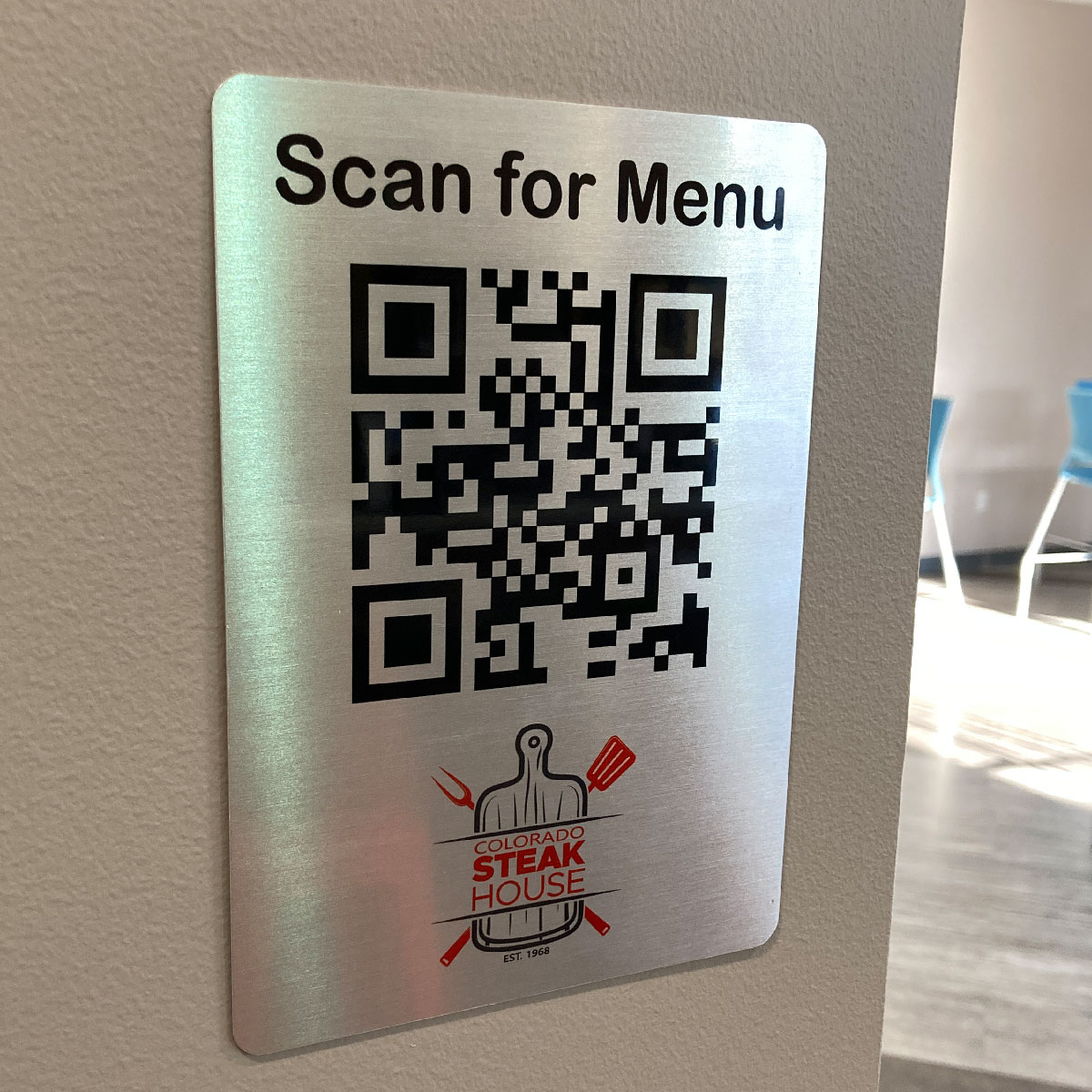 QR Code Menu Sign- Touch Free Sign - Metal Sign ...
