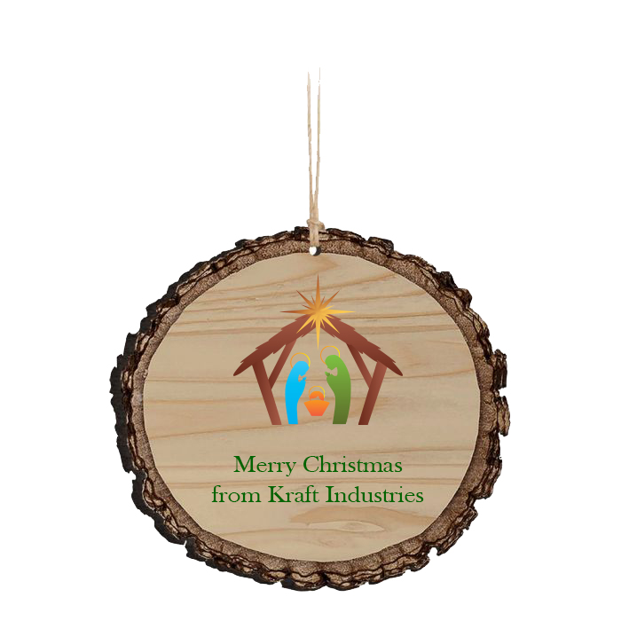 Custom Company Logo Ornaments, Cut Log