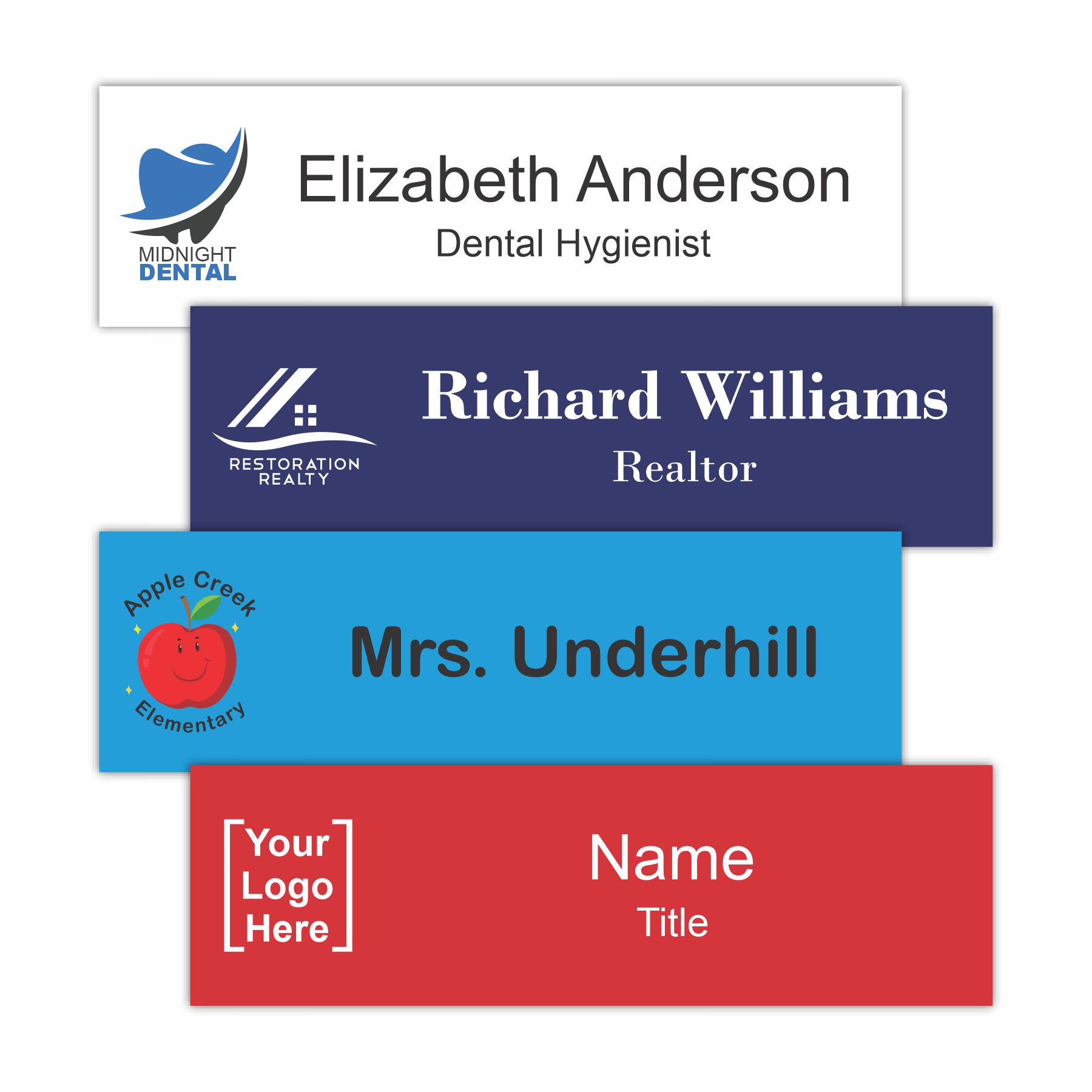 10" x 3" Office Name Plate Signs - Color-Printed Plastic