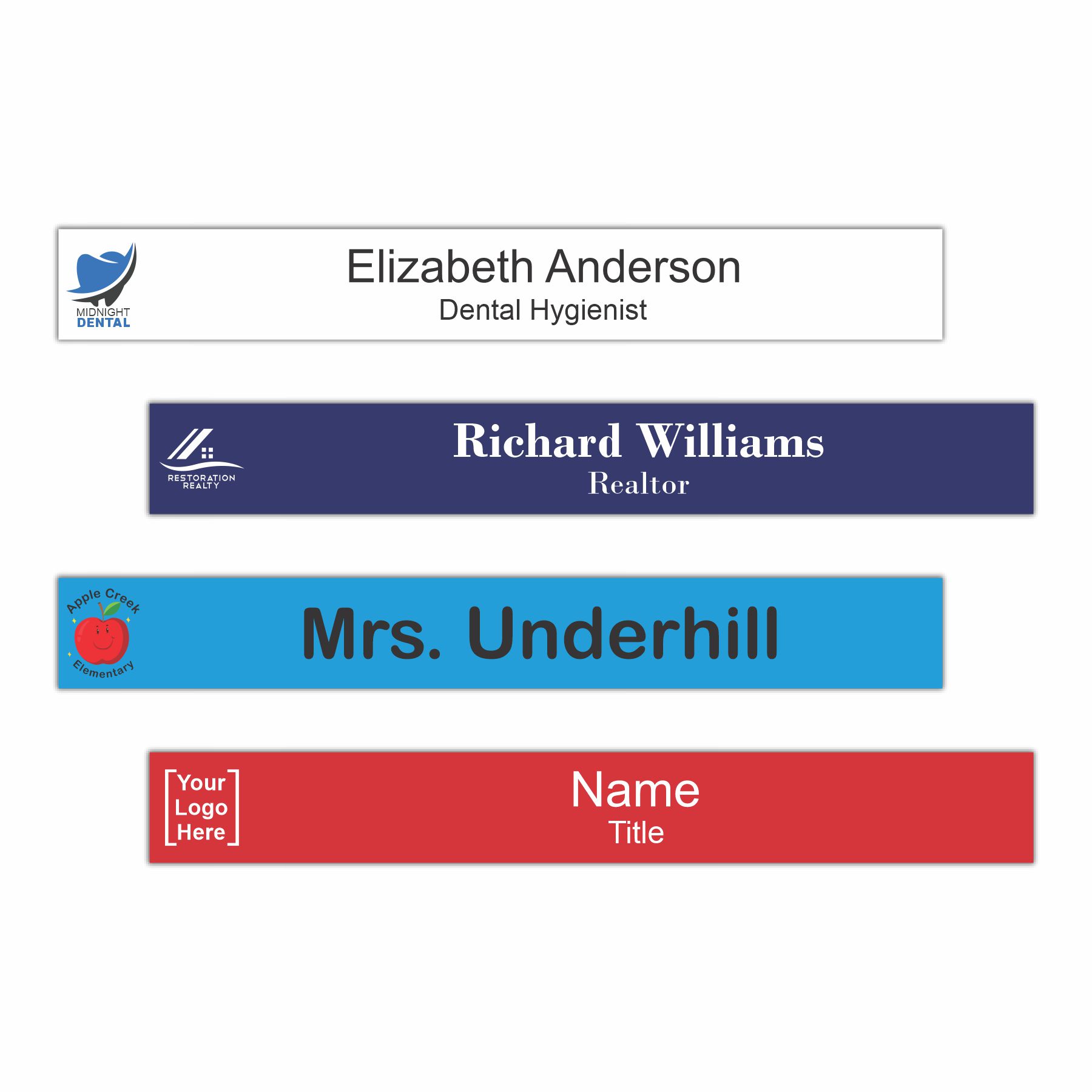 12" x 1-1/2" Office Name Plate Signs – Color-Printed Plastic