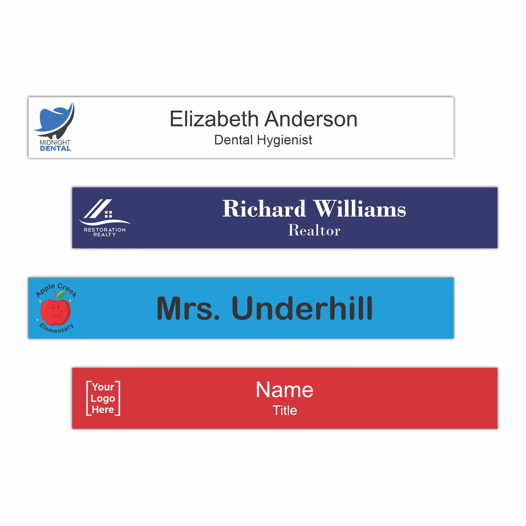 14" x 2" Office Name Plate Signs - Color-Printed Plastic