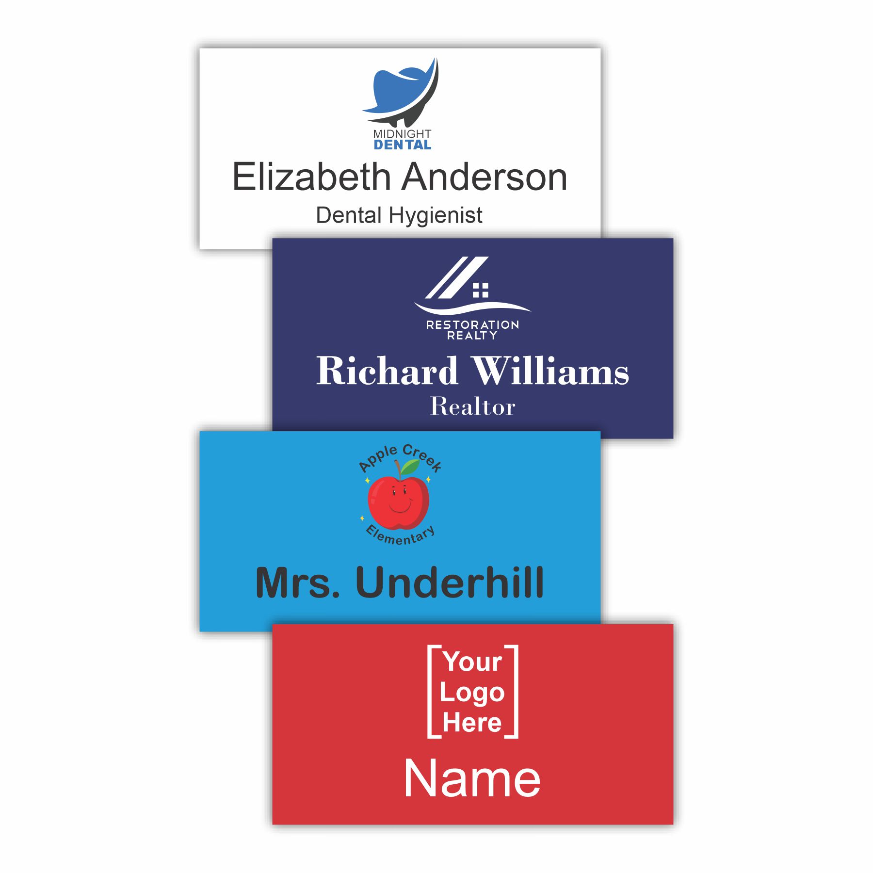 6" x 3" Office Name Plate Signs - Color-Printed Plastic