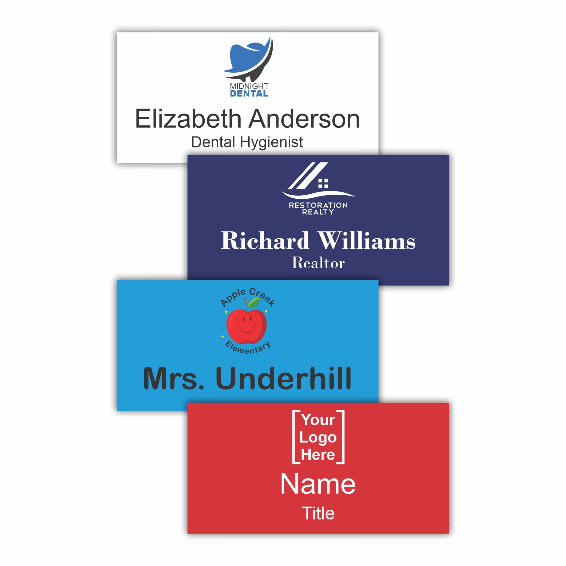 8" x 4" Office Name Plate Signs – Color-Printed Plastic