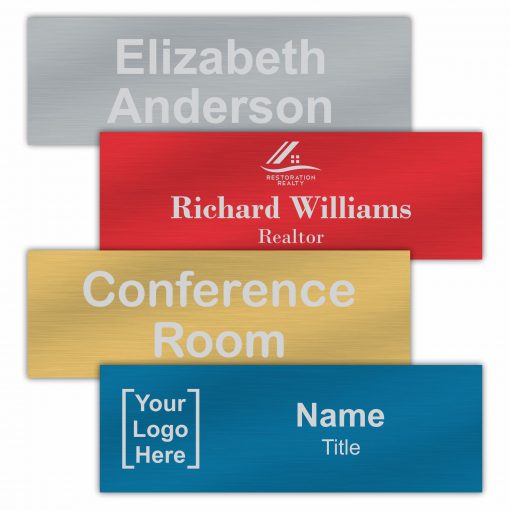 12" x 4" Office Nameplate Signs - Engraved Aluminum