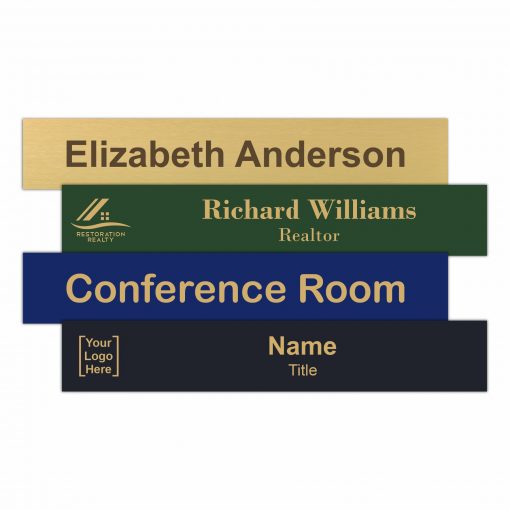 12" x 2" Executive Office Nameplate Signs - Engraved Brass