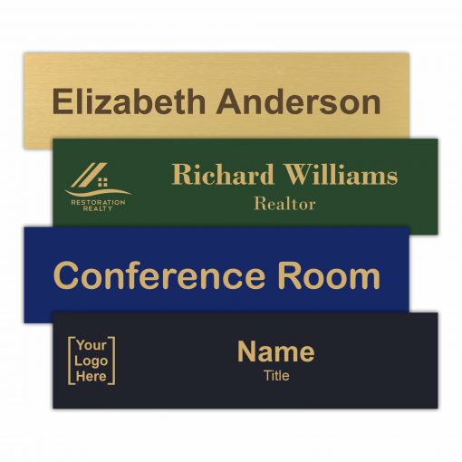12" x 3" Executive Office Nameplate Signs - Engraved Brass