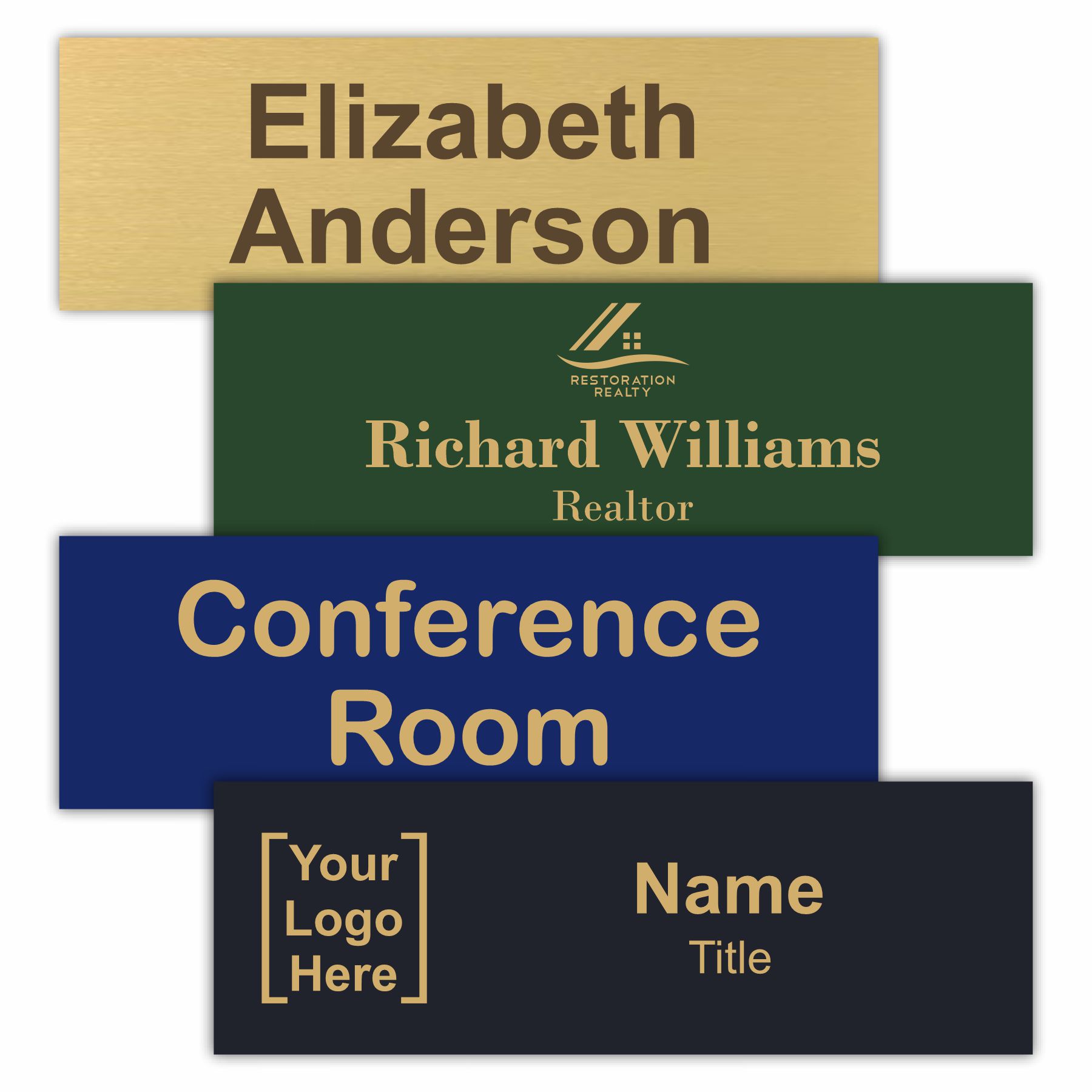 12x4 Executive Office Name Plates Engraved Brass Nap Nameplates