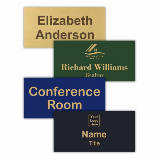 8" x 4" Executive Office Nameplate Signs - Engraved Brass