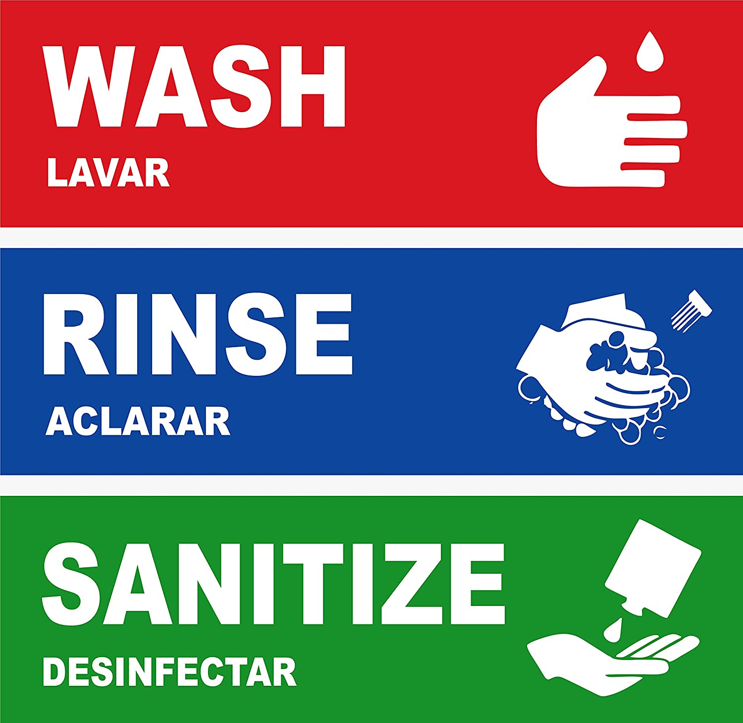 Wash, Rinse, Sanitize Vinyl Decals - NapNameplates