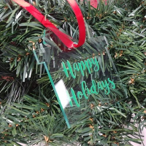 Present-Shaped Custom Acrylic Holiday Ornament - Image 3