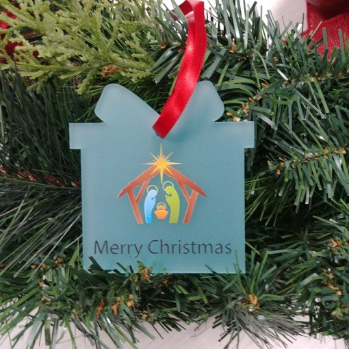 Present-Shaped Custom Acrylic Holiday Ornament
